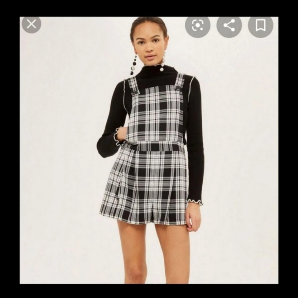 *NWOT* TOPSHOP  Gingham Pinafore Plaid Jumper